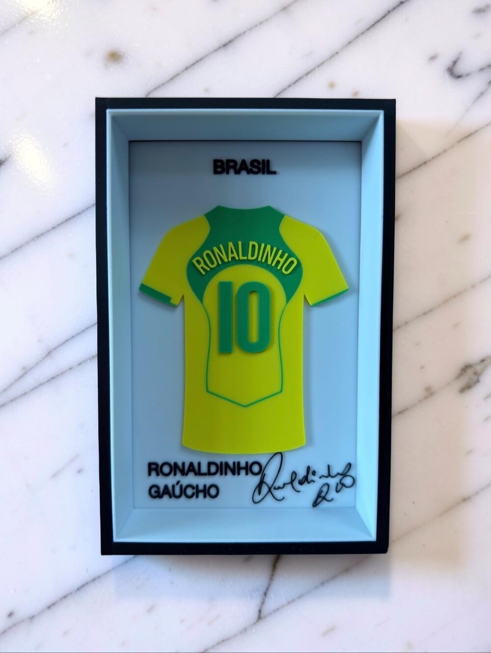 Ronaldinho Brazil #10 3D Jersey Shadow Box Display Frame Retro Soccer Gift